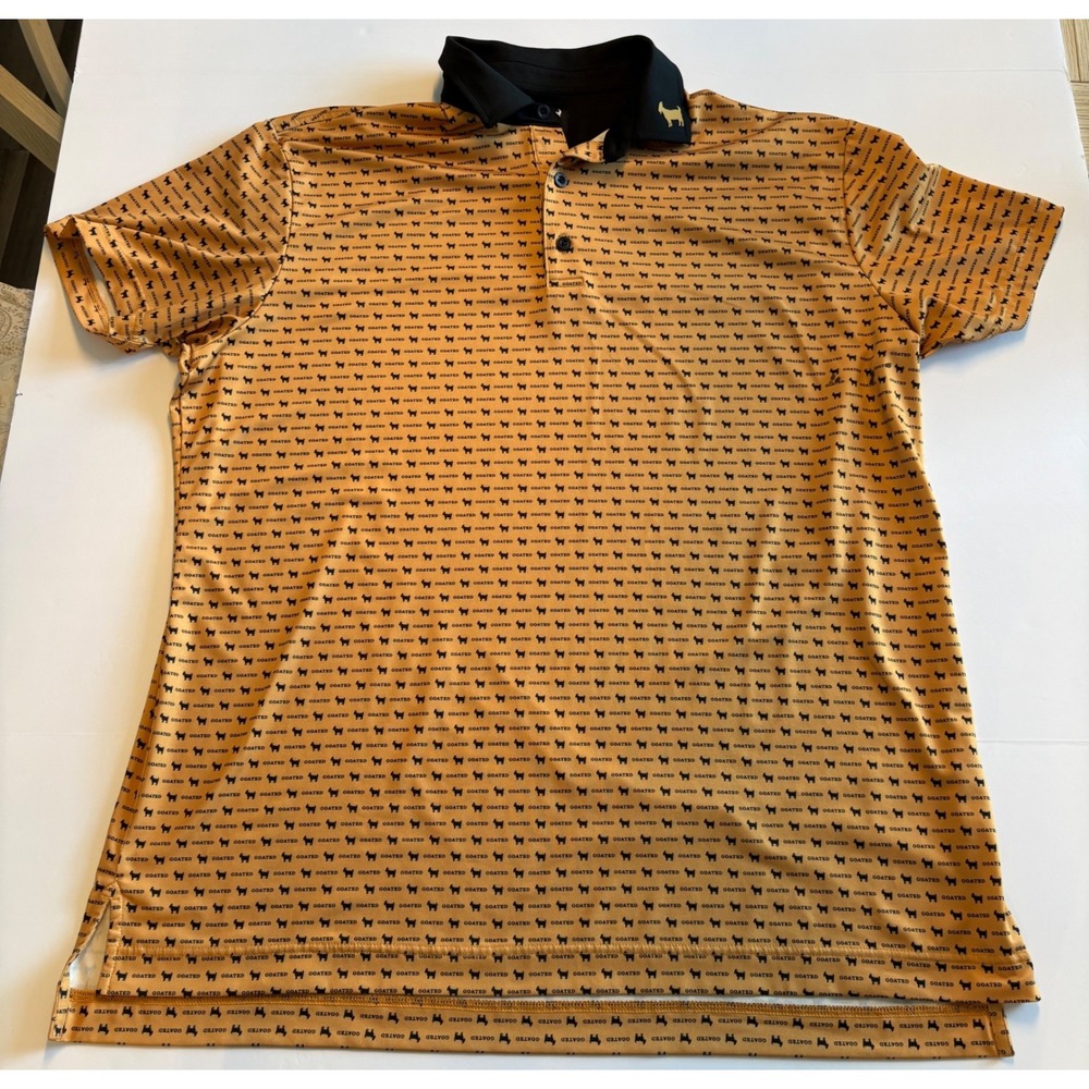 Goated Polo Shirt Mens XL Yellow Short Sleeve EXOD 20:3 Golf Performance Logo